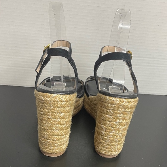Stuart Weitzman Women’s Wedge Sandals 7.5B Black Suede Espadrille Wedge Summer - Picture 8 of 14